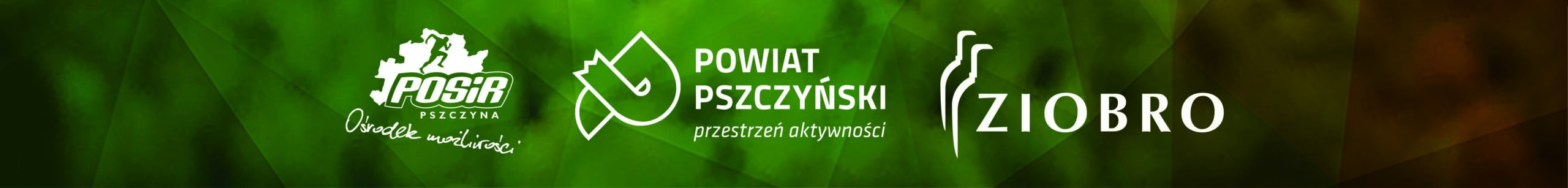 XIII KMPP w Piłce Nożnej - logotypy organizatorów - POSiR, Powiat Pszczyński, Ziobro S.C.