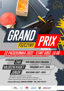 Grand Prix w Tenisie Stołowym - plakat informacyjny