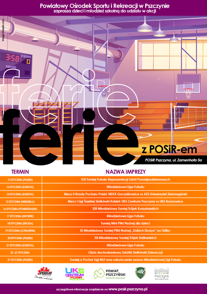 Ferie z POSiR-em 2023 - plakat informacyjny