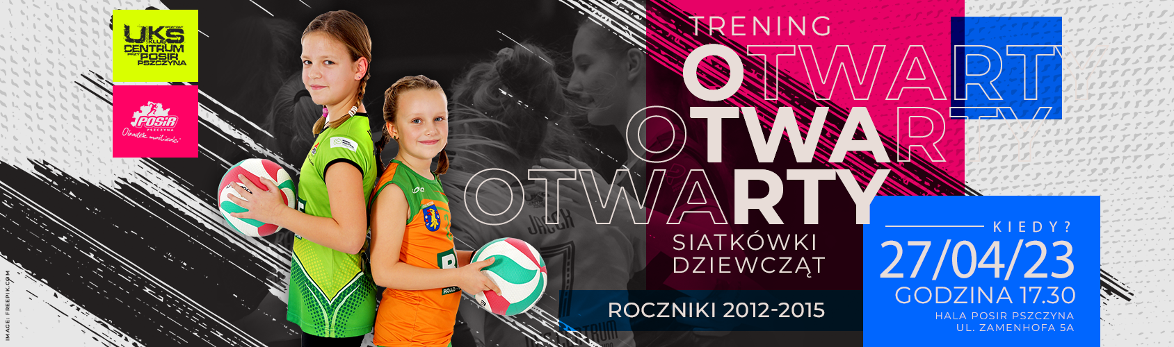 Trening Siatkówki Dziewcząt - baner informacyjny; image: freepik.com