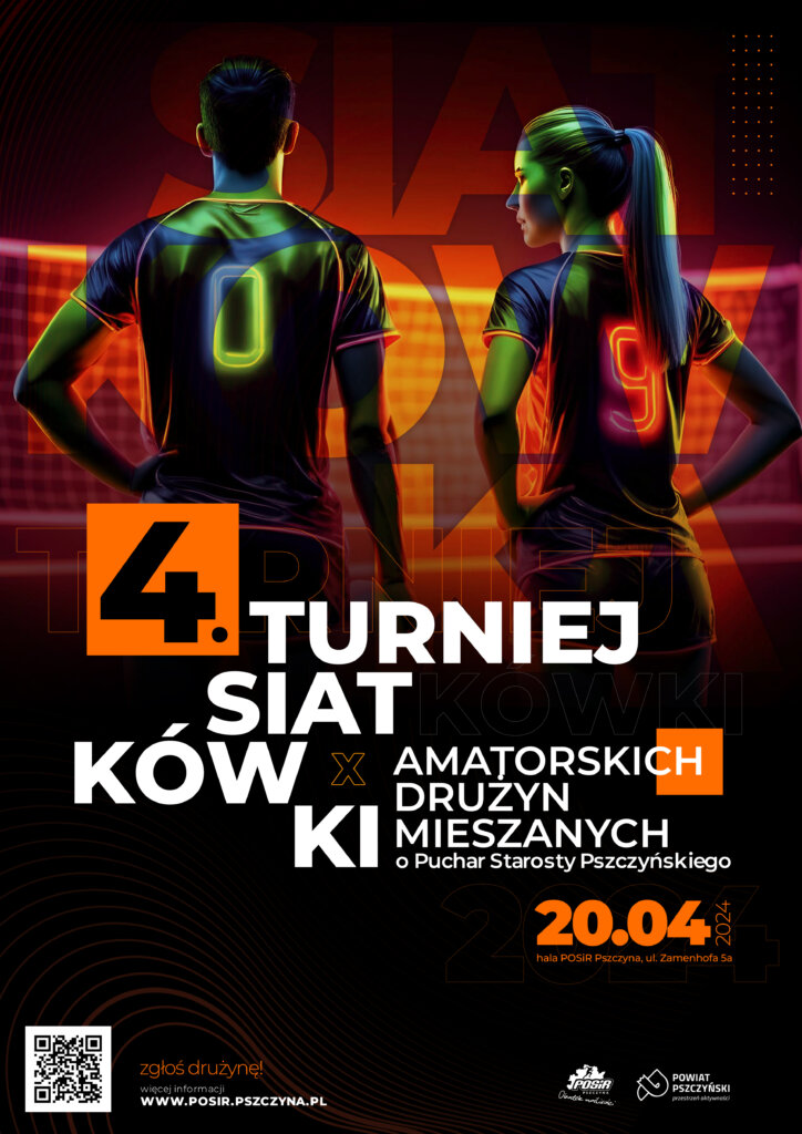 Turniej Siatkówki Amatorskich Drużyn Mieszanych plakat informacyjny